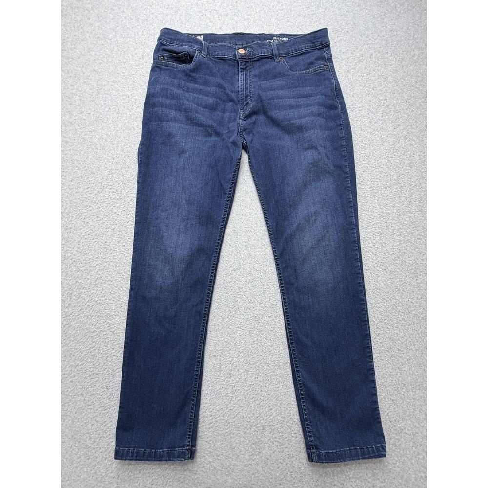 Mugsy Fultons Jeans Mens 38x32 Slim Straight Stretch Blue Denim